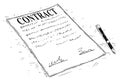 Vector Artistic Drawing Illustration of Pen and Contract Document to Sign