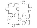 Vector Artistic Drawing Illustration of Four Jigsaw Puzzle Pieces