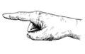 Vector Artistic Illustration or Drawing of Hand With Finger Pointing Left Direction