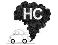 Vector Artistic Drawing Illustration of Car Air HC Pollution
