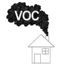 Vector Artistic Drawing Illustration of Smoke Coming from House Chimney, VOC or Volatile Organic Compound Air Pollution