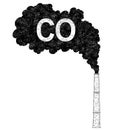 Vector Artistic Drawing Illustration of Smokestack, Industry or Factory Air CO Pollution