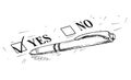 Vector Artistic Drawing Illustration of Yes and No Questionnaire Form and Ballpoint Pen Royalty Free Stock Photo