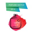 Vector artistic perfume sketch isolated on white background.