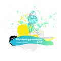 Vector artistic Rhythmic Gymnastic ball sketch banner.