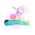 Vector artistic Rhythmic Gymnastic hoop sketch banner.