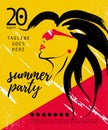 Vector artistic summer party poster, banner, placard, invitation, flayer.