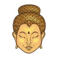 Vector artistically colorful Portrait of Buddha, Buddhism tattoo