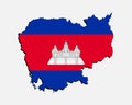 Vector Asia map Cambodia made country flag