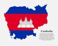 Vector Asia map Cambodia made country flag