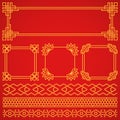 Vector asian, korean, chinese, japanese retro frames, borders set