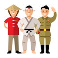 Vector Asians people. Flat style colorful Cartoon illustration