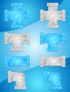 Pipe plumber Color Blue sky and Gray candy icon set. Royalty Free Stock Photo