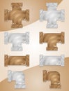 Pipe plumber Color Brown and Gray candy icon set. Royalty Free Stock Photo