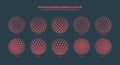 Vector Assorted Various Half Tone Dash Patterned 3D Balls In Different Positions