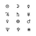 Vector. Astrological symbols of planets on white background isolated