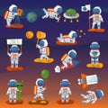 Vector astronaut character different pose in space