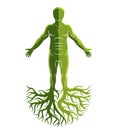 Vector athletic man made with tree roots. Royalty Free Stock Photo