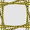 Vector attention frame template, yellow and black colorful lines, square frame template, danger sign, striped ribbons