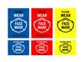 Vector attention sign collection , please wear face mask avoid covid-19 virus. warning, caution sign banner or poster.