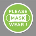 Vector attention sign, please wear face mask, in flat style Royalty Free Stock Photo