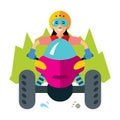 Vector ATV Girl. Flat style colorful Cartoon illustration.