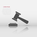 Vector auction hammer icon in flat style. Court tribunal sign illustration pictogram. Hammer business concept Royalty Free Stock Photo