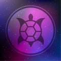 Vector Australian Style Turtle on a Cosmic Background Royalty Free Stock Photo