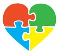 Vector Autism Awareness Heart. Royalty Free Stock Photo