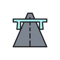 Vector autobahn, highway, road, way flat color line icon.