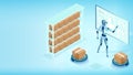 Vector, automated warehouse, logistics center with AI and robot implementation