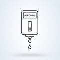 Vector automatic liquid soap gel, hand sanitizer machine. disinfection, anti germ conception. line icon illustration