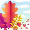 Vector Autumn background of fallen gold and red oak leaves. vector illustration Royalty Free Stock Photo