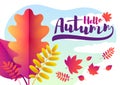 Vector Autumn background of fallen gold and red oak leaves. vector illustration