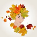 Vector autumn face illustration Royalty Free Stock Photo