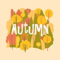 Vector autumn forest. Fall background. Hello autumn