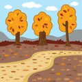 Vector autumn landscape, woodland scenery