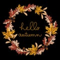 Vector autumn leaves round frame