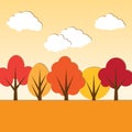 Vector autumn paper applique landscape with colored trees Royalty Free Stock Photo