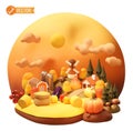 Vector autumn rural farm countryside landscape Royalty Free Stock Photo