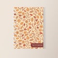 Vector autumn spiral notebook cover with autumn pattern Royalty Free Stock Photo