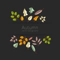 Vector autumn template. Modern stylized colorful leafs. Royalty Free Stock Photo