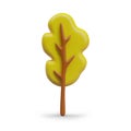 Vector autumn tree, front view. 3D object with plasticine effect