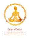 Vector autumn yoga classes promotion illustration