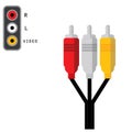 vector av cable sound and video orange yellow red white tv and playstation illustration