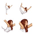 Vector avatar of girl does gymnastics, yoga