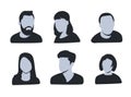 Vector avatar, profile icon, head silhouette. Group of working people diversity, diverse business men and women Royalty Free Stock Photo