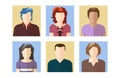 Vector avatar profile icon set - set of flat abstract people icons. Royalty Free Stock Photo