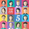 Vector avatar profile icon set - set of flat design abstract people icons - 5 Royalty Free Stock Photo