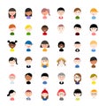 Vector avatar profile icon set: flat people icons with different nationalities, clothes and hair styles Royalty Free Stock Photo